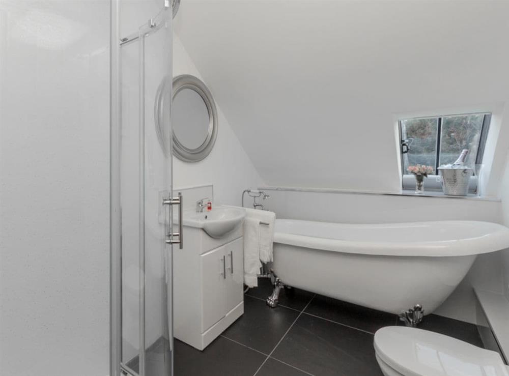 Bathroom with searate shower at Cot Cottage in Ringford, near Castle Douglas, Dumfries and Galloway, Kirkcudbrightshire