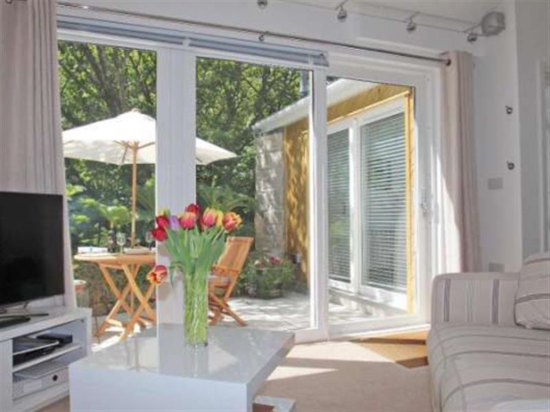 Patio doors to garden at Cot Valley Cottage, St Just, Cornwall