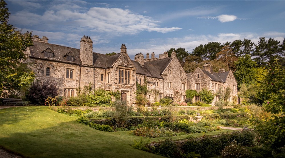 The Tudor house and garden at Cotehele Engine Cottage in Calstock, Cornwall