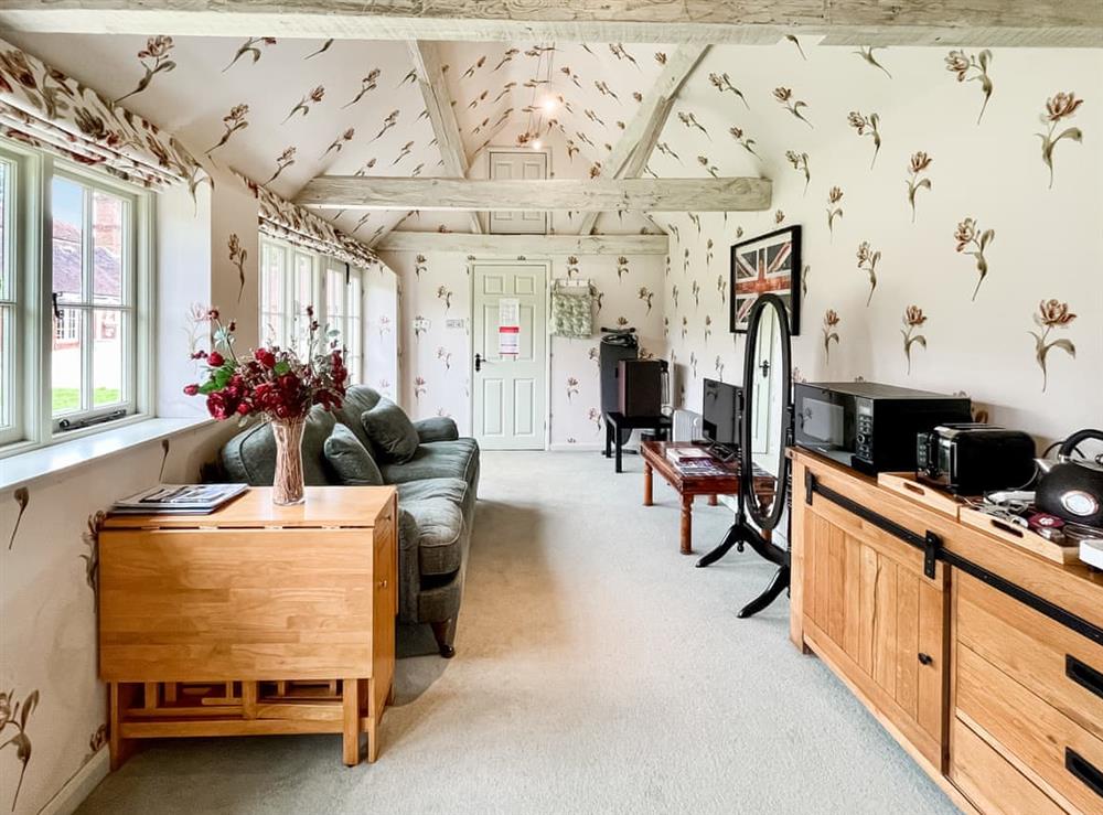 Open plan living space at Cottage 3 in East Tytherley, Hampshire