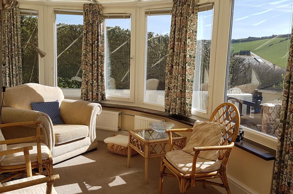 Conservatory with beautiful countryside views at Cottage View in Hope Cove, Nr Kingsbridge