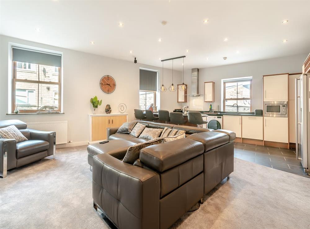 Open plan living space at Cottage View in Nelson, Lancashire