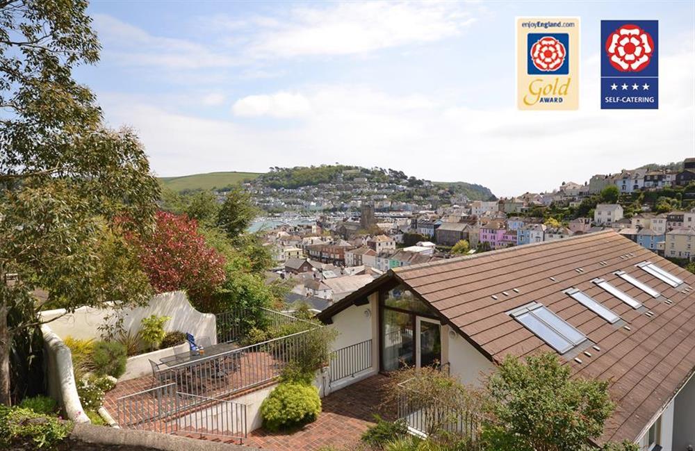 Cotterbury exterior, the upper terrace and view at Cotterbury, Dartmouth