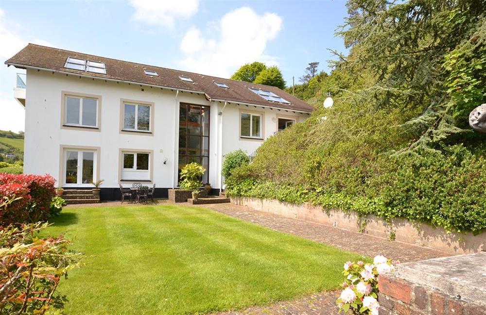 Rear exterior (right side) and communal gardens at Cotterbury, Dartmouth