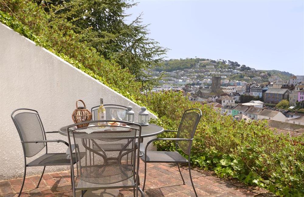 The lower terrace accessed from the kitchen diner at Cotterbury, Dartmouth