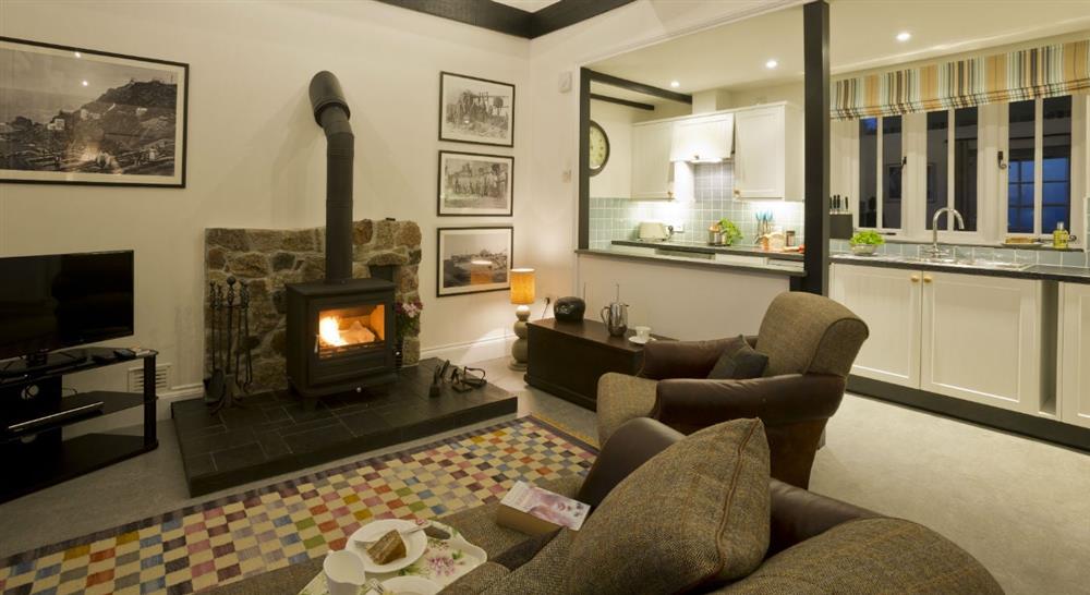 The living area at Count House Cottage in Penzance, Cornwall
