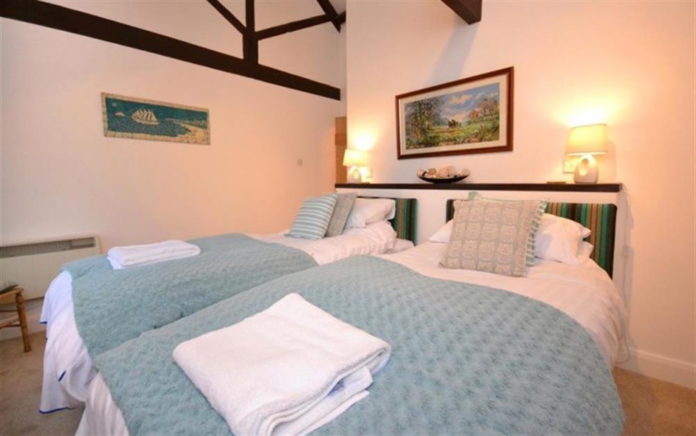 The twin bedroom at Court Barton Cottage No. 2 in South Huish