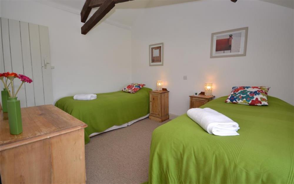 Another view of the twin bedroom. at Court Barton Cottage No. 3 in South Huish