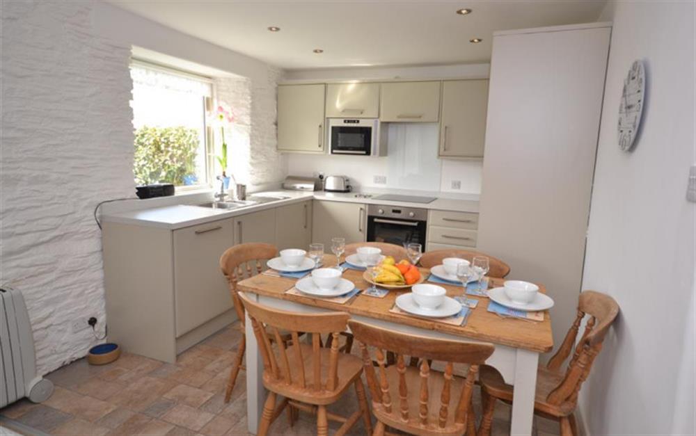 The brand new, modern and well equipped kitchen. at Court Barton Cottage No. 3 in South Huish