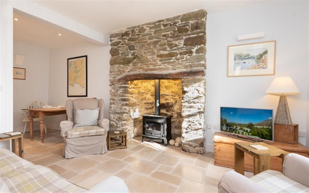 The living room at Court Cottage in Salcombe