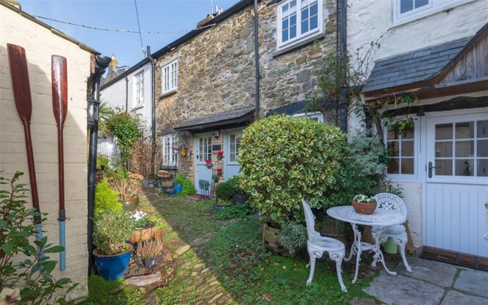 The small patio (right hand side of picture) at Court Cottage in Salcombe