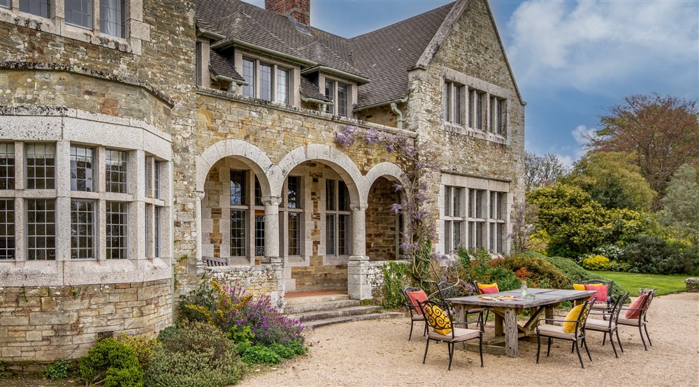 The outdoor dining area at Court in Falmouth, Cornwall