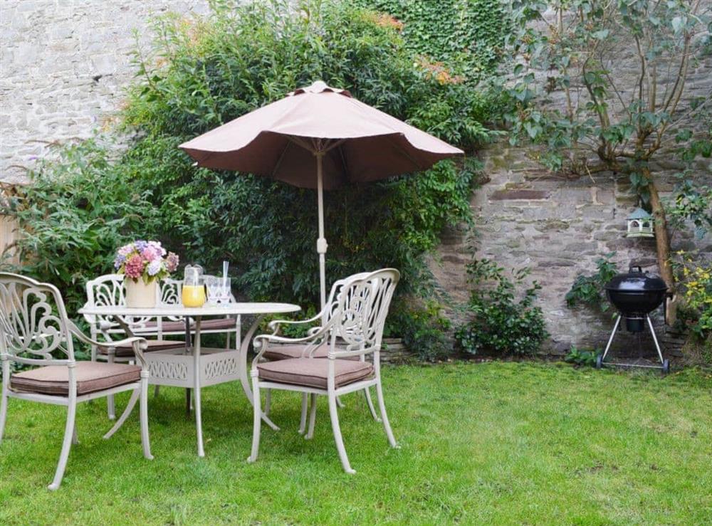 Garden with furniture at Court House in Hay-on-Wye, Powys