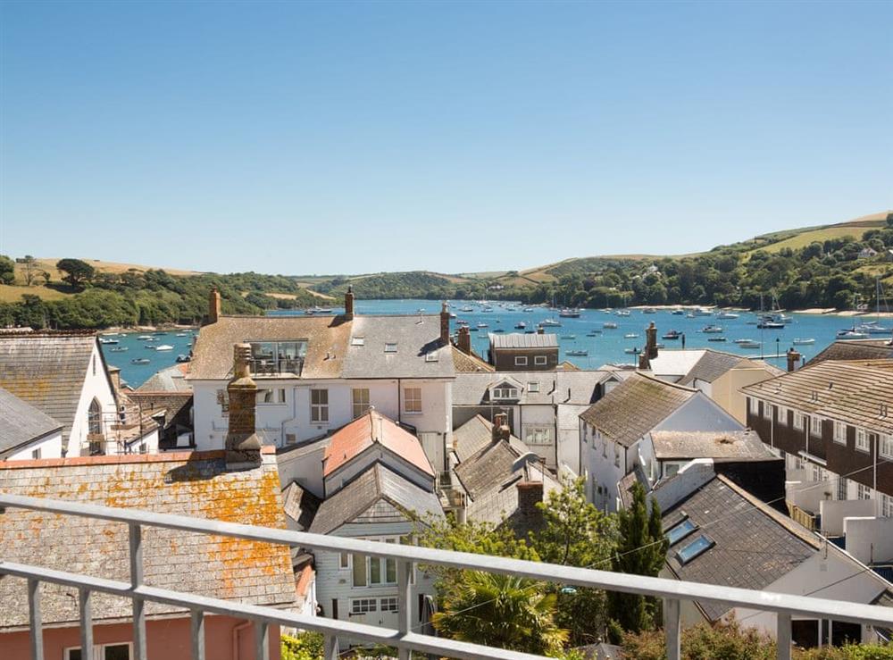 Magnificent views from the upper floor balcony at Courtenay Street 5 in Salcombe, Devon