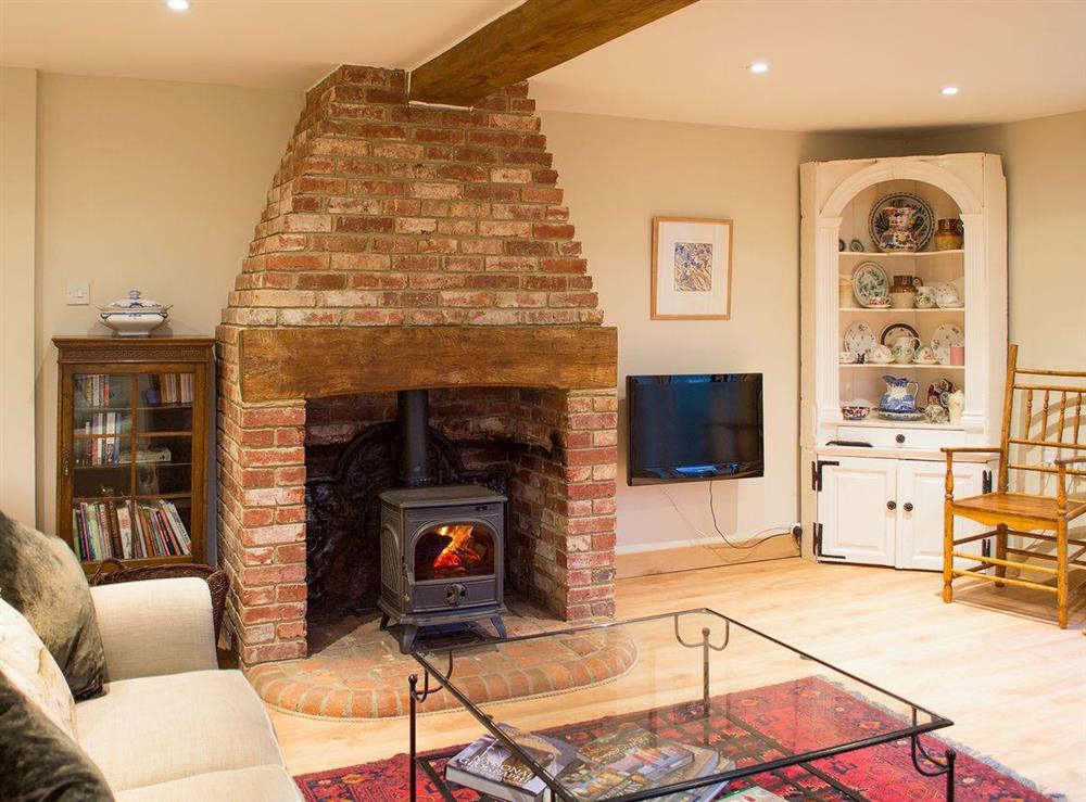 Wonderful open plan living area with freature fireplace at Courtside in Fairfield, near Appledore, Kent