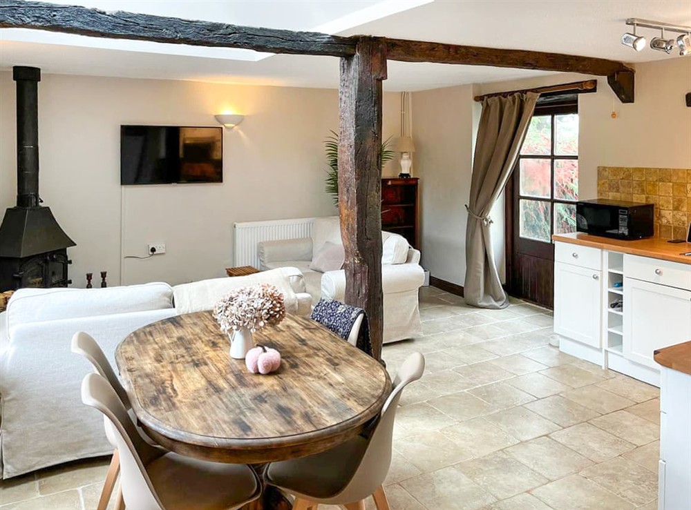 Open plan living space at Courtyard Cottage in Bideford, Devon