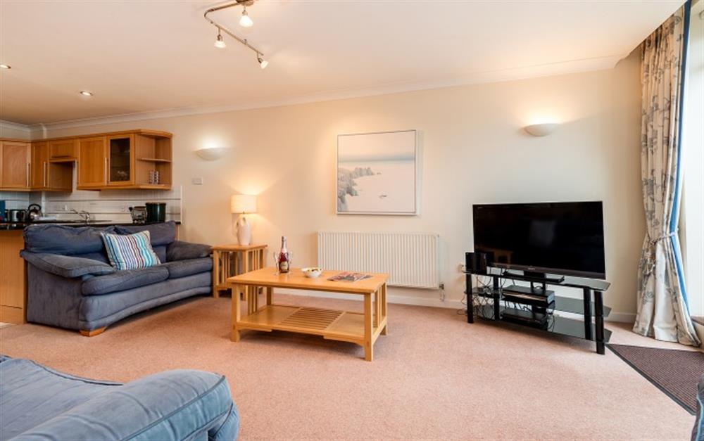The spacious lounge area has the benefit of a large screen TV at Cove 1 in Maenporth