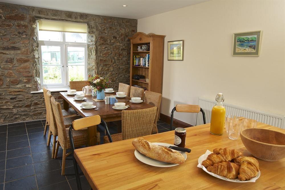 Kitchen with dining table at Cove Cottage in Hope Cove, Nr Kingsbridge