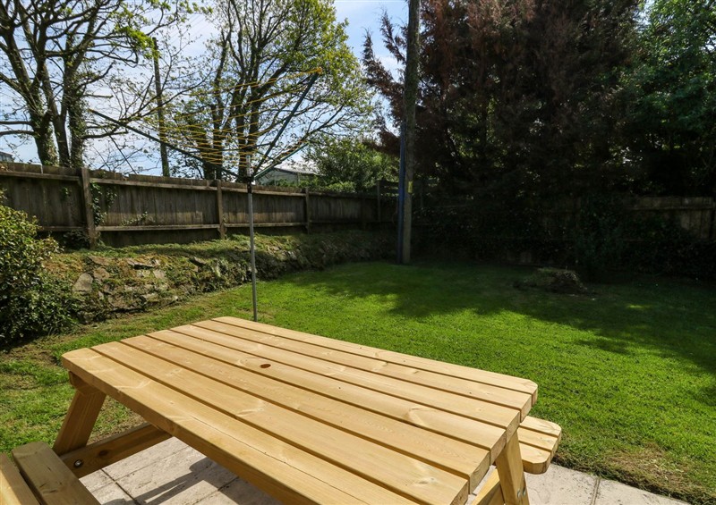 This is the patio at Cove Cottage, Llangrannog