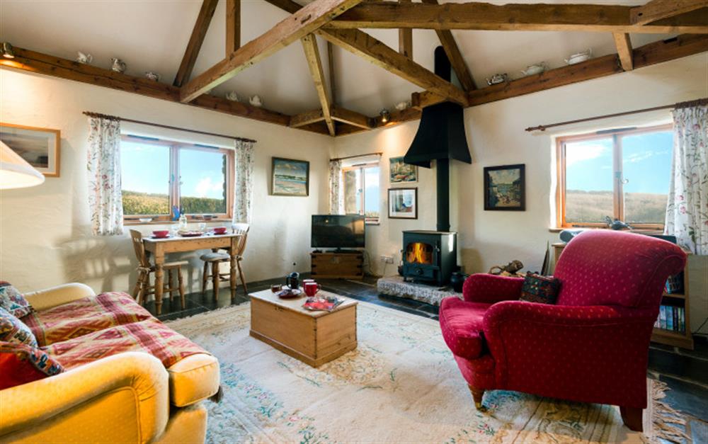 Lots of features have been maintained making the lounge feel cosy. at Cove View in Porthallow