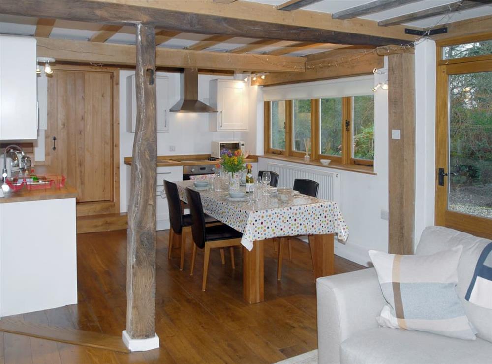 Open aspect from snug area to the kitchen/diner at Cowford Oast in Eridge Green, near Tunbridge Wells, Sussex, East Sussex