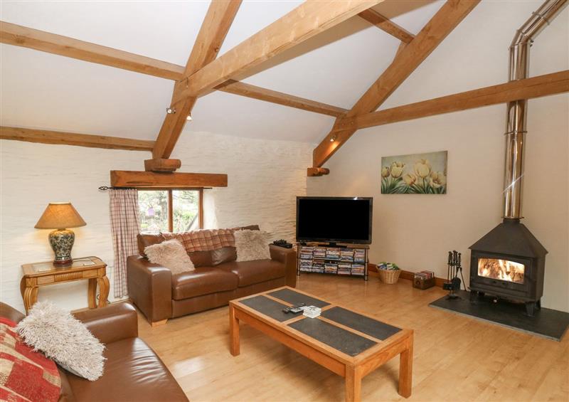 Enjoy the living room at Cowslip Barn, Cornworthy near Dittisham