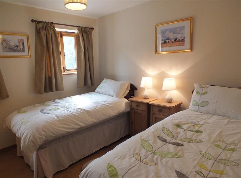 Twin bedroom at Cowslip Cottage, Brook, Kent