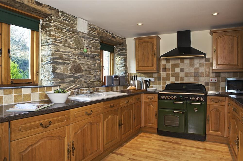 Large, well equipped kitchen at Cowslip Cottage in Frogmore, Nr Kingsbridge