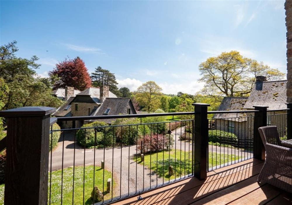 Decked terrace area with wonderful views of the surrounding scenery at Cox Tor in Chagford