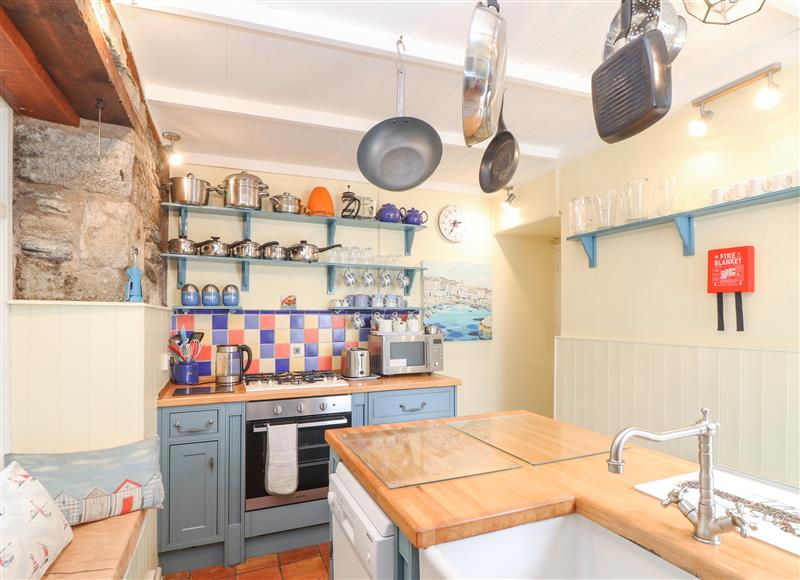 This is the kitchen at Crab Pot Cottage, Porthleven