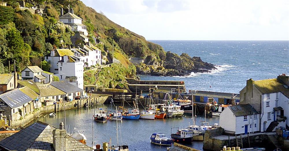 Polperro harbour, taken from high up in the hills at Crabbers Rest in Polperro