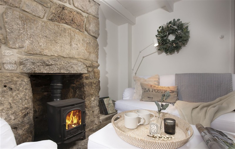 Enjoy the living room at Crabpot Cottage, Cornwall