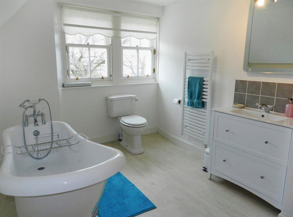 Bathroom with roll-top bath (photo 2) at Craegard House in Corrie, Isle of Arran, Scotland
