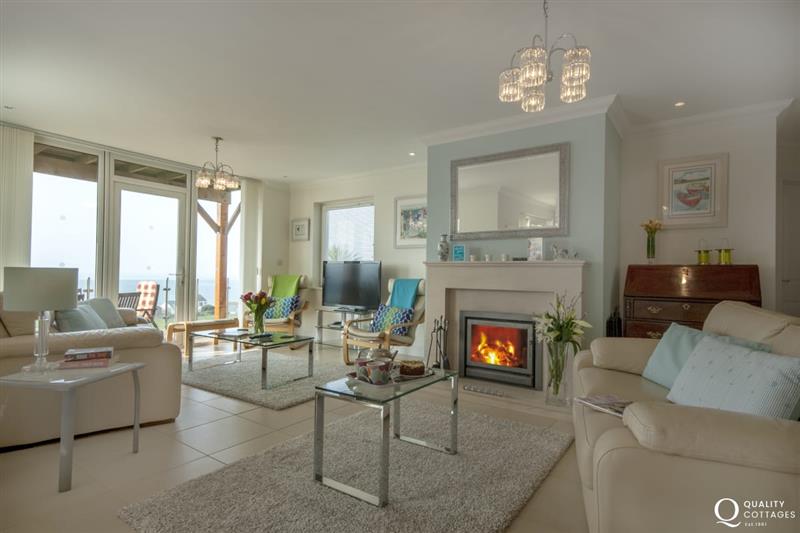 Burner and sea views at Craig Silian, Gwbert