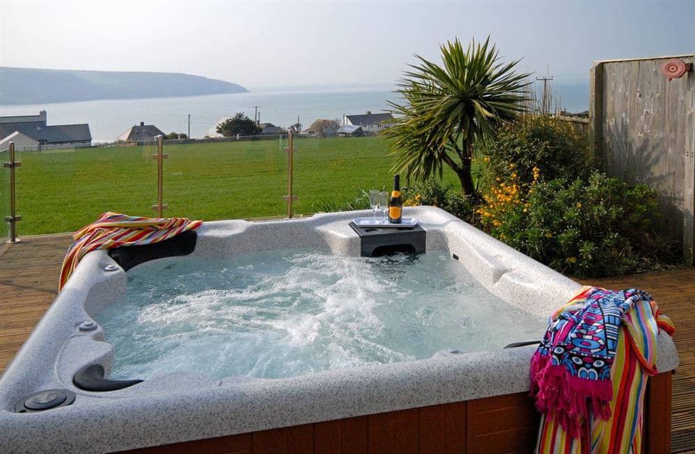 Enjoy the hot tub at Craig Silian in Gwbert, near Gwbert, Cardigan and Ceredigion, Dyfed
