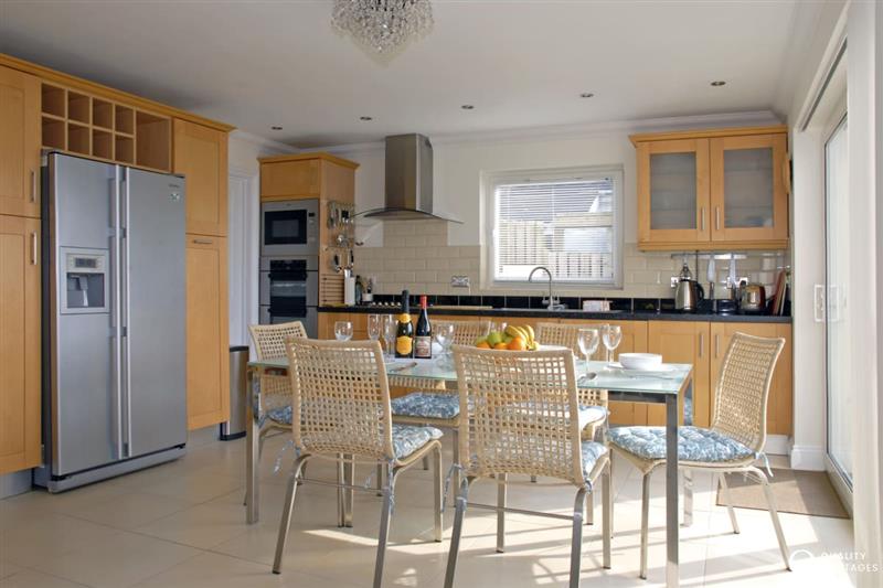Open plan kitchen/diner with sea views at Craig Silian, Gwbert