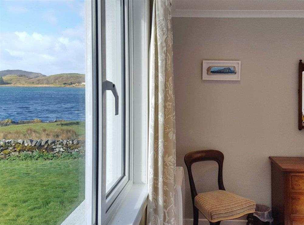 View over the water from the living room at Craiguillean in Ardmaddy Castle, Nr Oban, Argyll., Great Britain