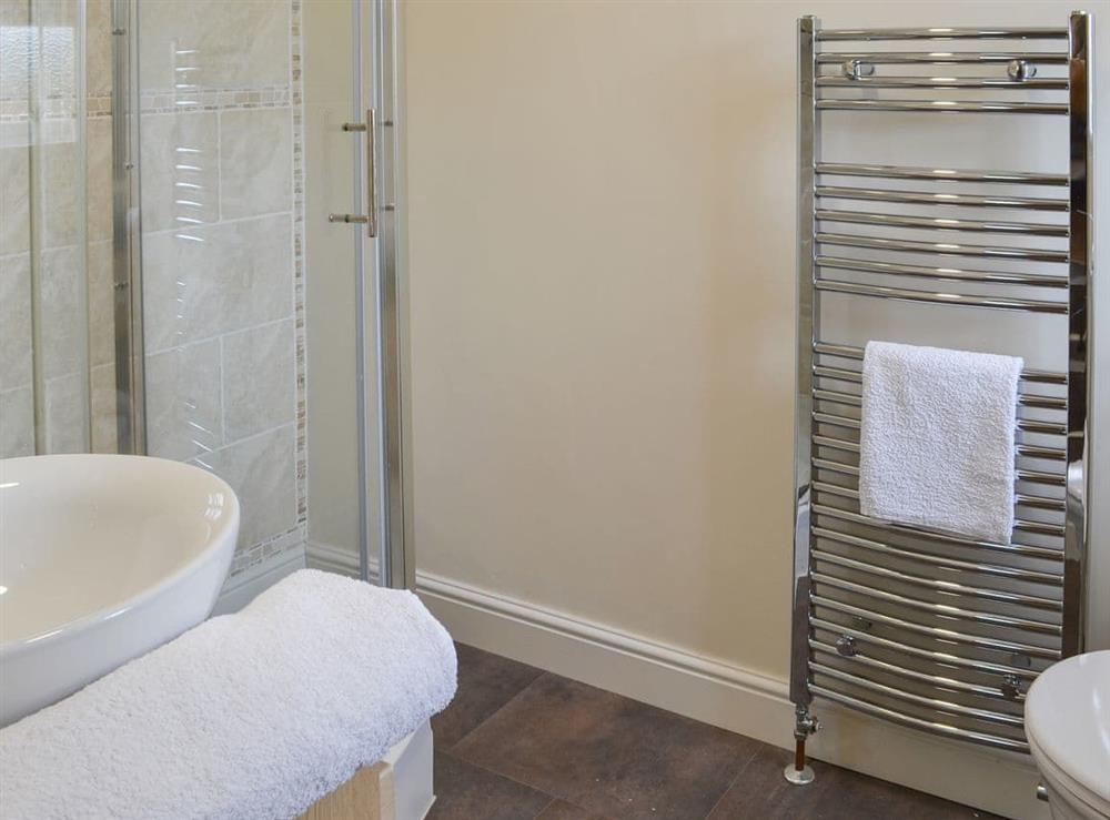 En-suite shower room with double cubicle at Cranford House in Cranford, near Clovelly, Devon