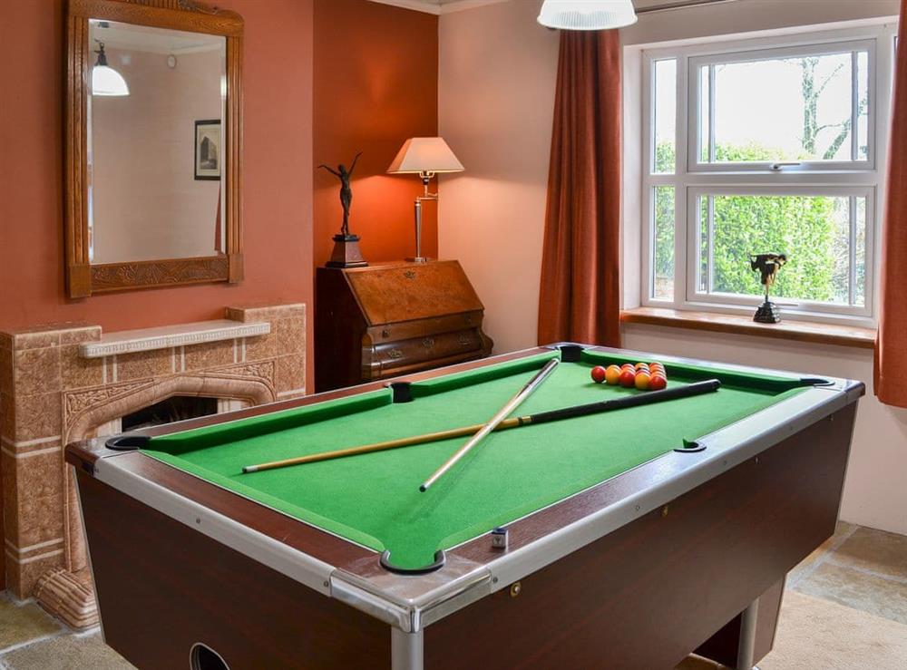Games room with pool table at Cranford House in Cranford, near Clovelly, Devon