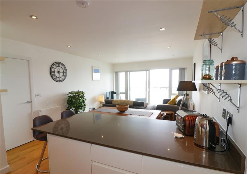 The kitchen at Crantock View, Newquay