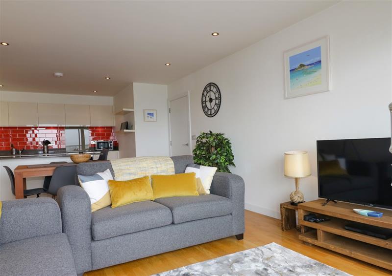 This is the living room at Crantock View, Newquay