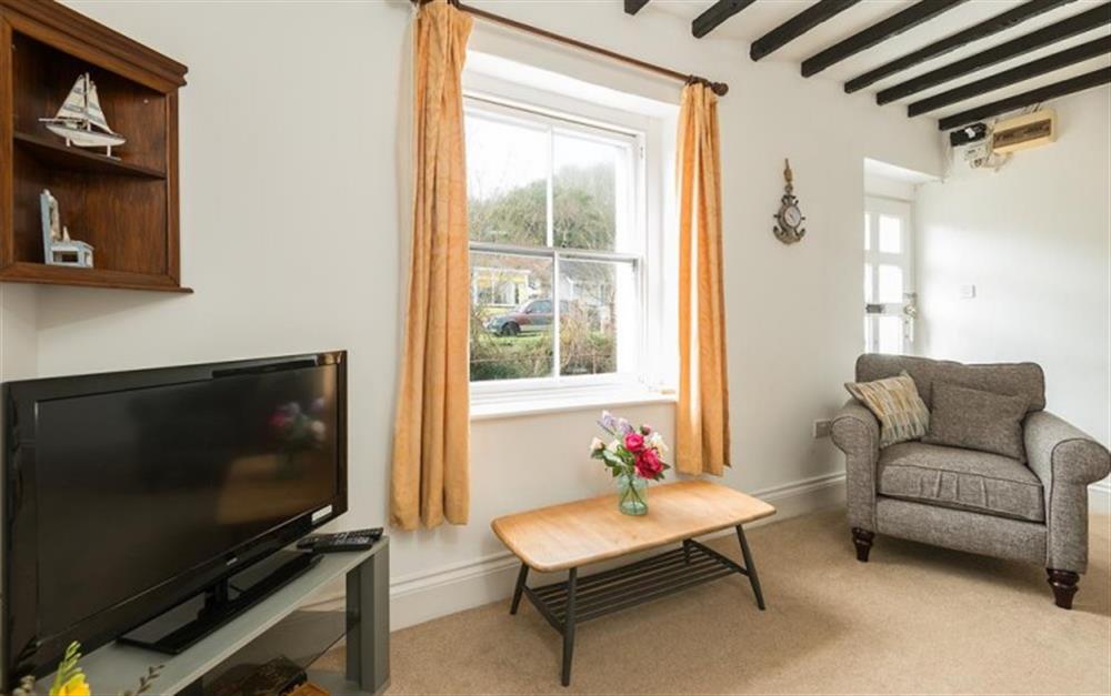 Lounge with river view at Crays Cottage in Lyme Regis