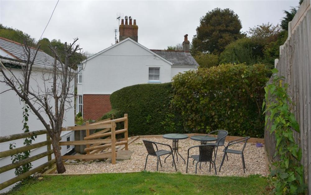 Outdoor area for dining al fresco at Crays Cottage in Lyme Regis