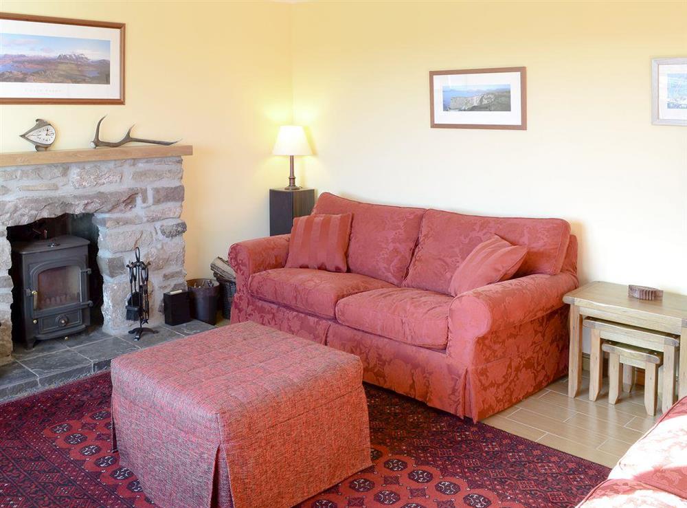Homely living room at Creagach in Achnacarnin, near Lochinver, Highlands, Sutherland