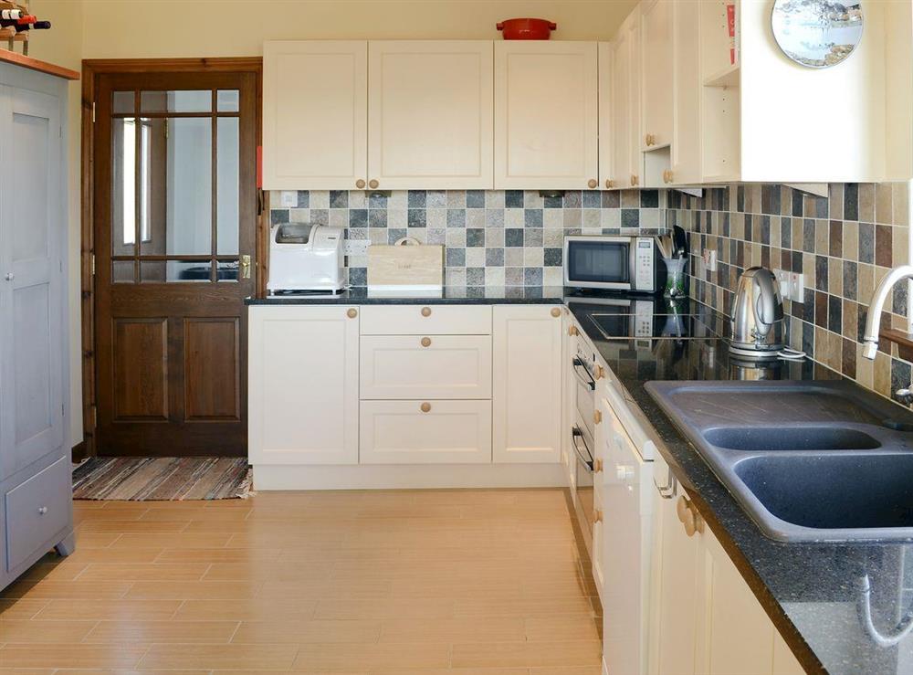 Well equipped kitchen at Creagach in Achnacarnin, near Lochinver, Highlands, Sutherland