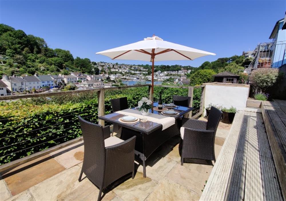 This is the patio at Creek View in Noss Mayo