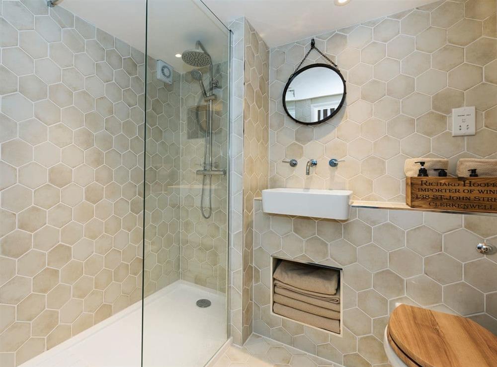 Contemporary shower room at Crescent Cottage in Lowther, near Penrith, Cumbria
