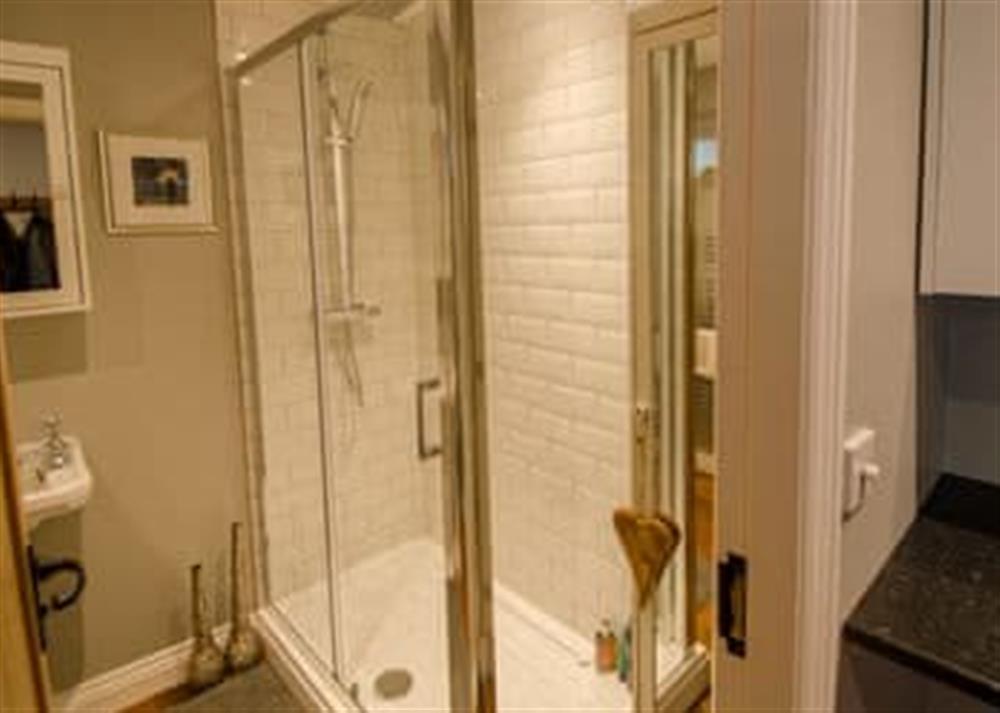 Shower room at Crime Cottage in Daisy Nook, near Manchester, Lancashire