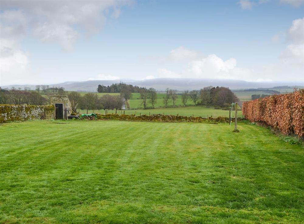 Garden and view at Croft Cottage in Burradon, near Rothbury, Northumberland