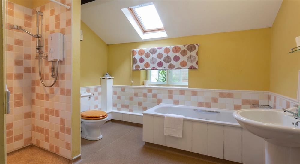 The bathroom at Croft Garden Cottage in Leominster, Herefordshire